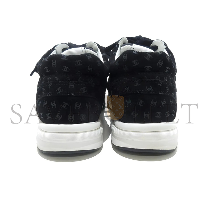CHANEL SNEAKERS PRINTED SUEDE CALFSKIN BLACK G39230 X56653 94305